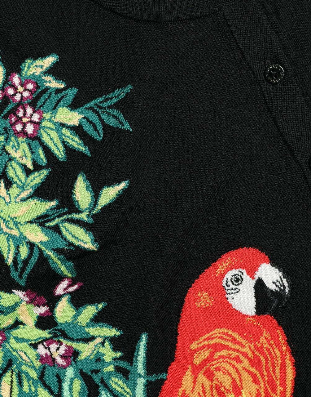 Dolce & Gabbana Black Bird Wool Long Sleeve Cardigan Sweater Zwart