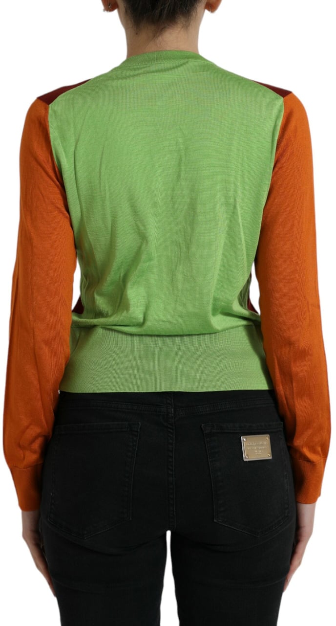 Dolce & Gabbana Multicolor Silk Crewneck Cardigan Sweater Divers