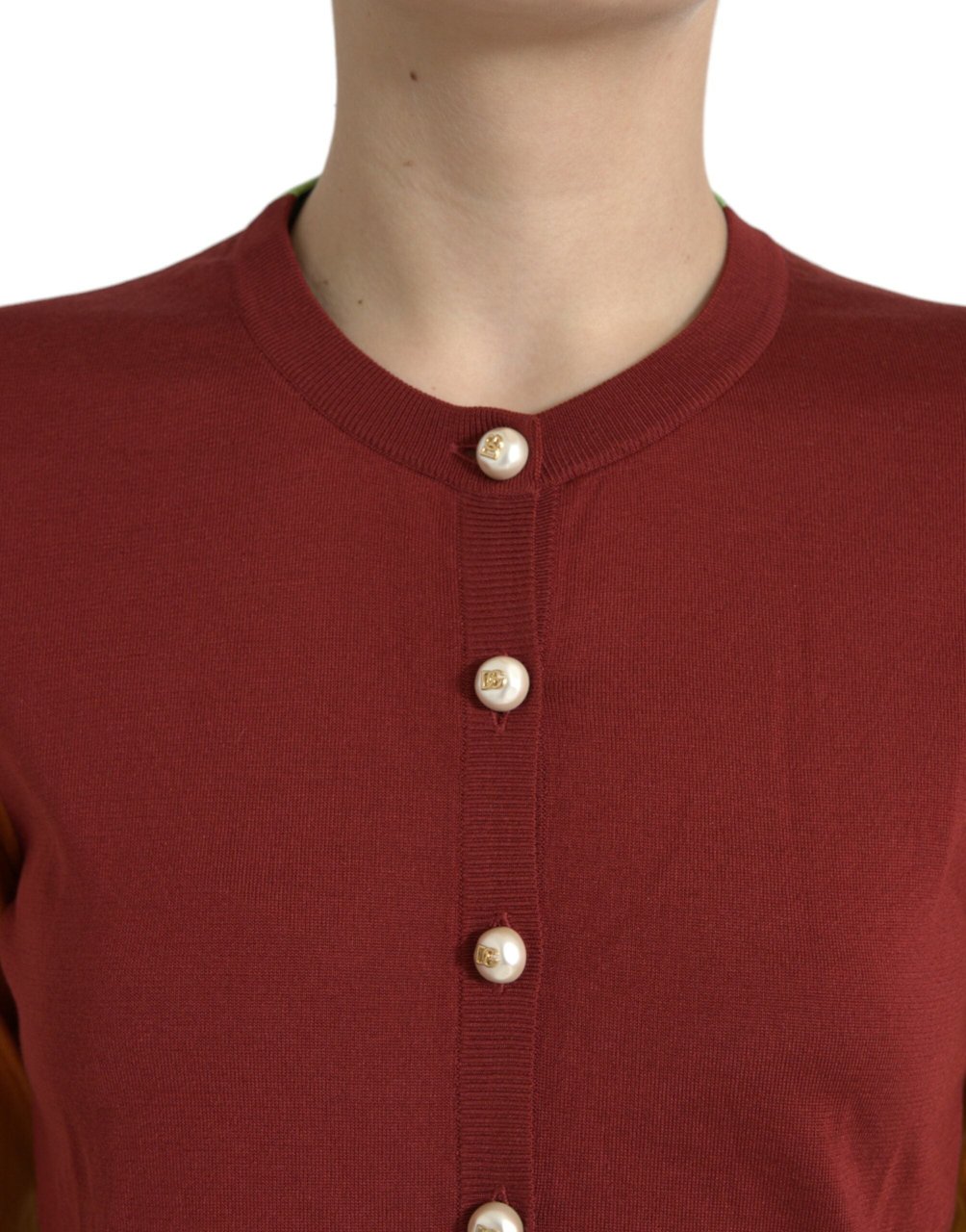 Dolce & Gabbana Multicolor Silk Crewneck Cardigan Sweater Divers