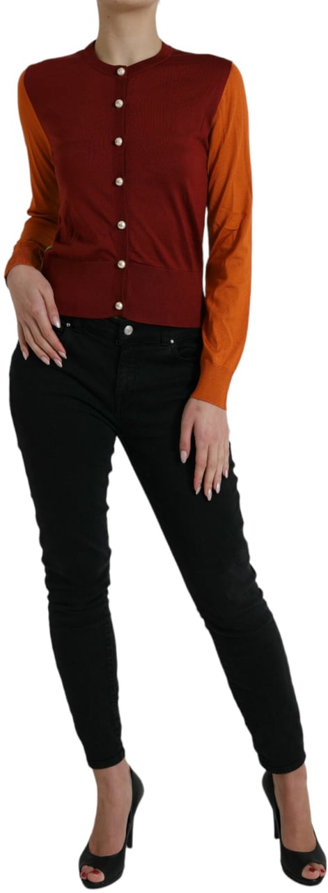 Dolce & Gabbana Multicolor Silk Crewneck Cardigan Sweater Divers