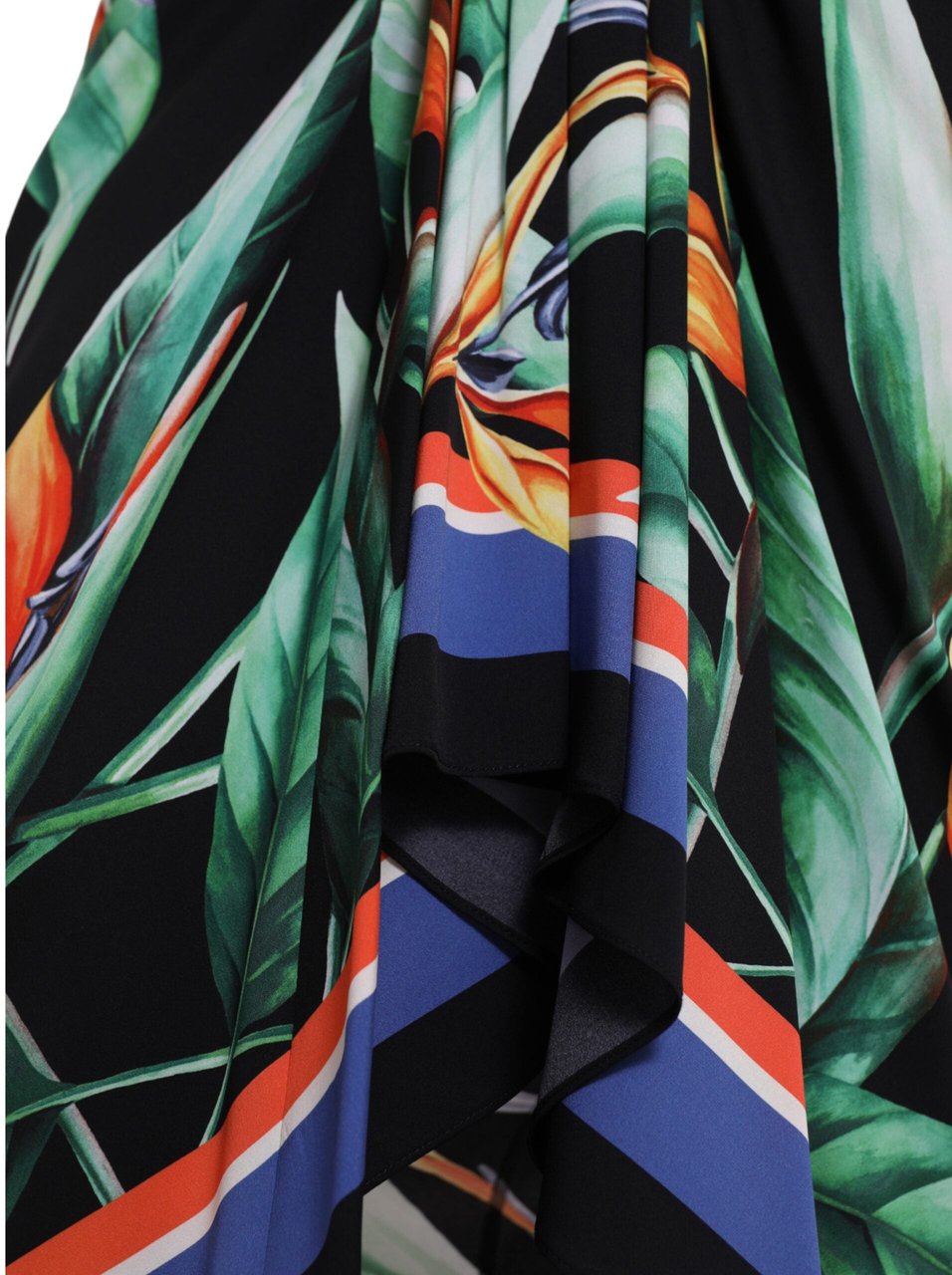 Dolce & Gabbana Black Strelitzia High Waist Wrap Midi Skirt Zwart