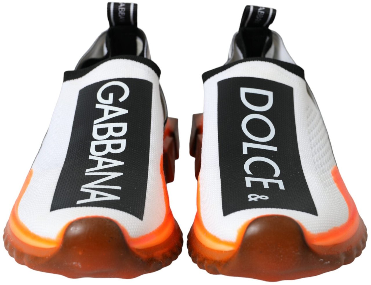 Dolce & Gabbana Black White Orange Slip On Sorrento Sneakers Shoes Divers