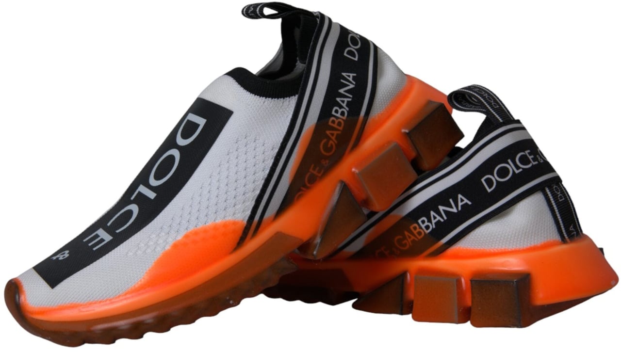 Dolce & Gabbana Black White Orange Slip On Sorrento Sneakers Shoes Divers
