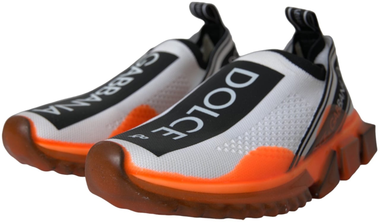 Dolce & Gabbana Black White Orange Slip On Sorrento Sneakers Shoes Divers