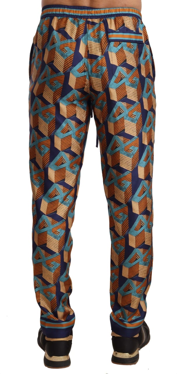 Dolce & Gabbana Multicolor Patterned Joggers Silk Pants Divers