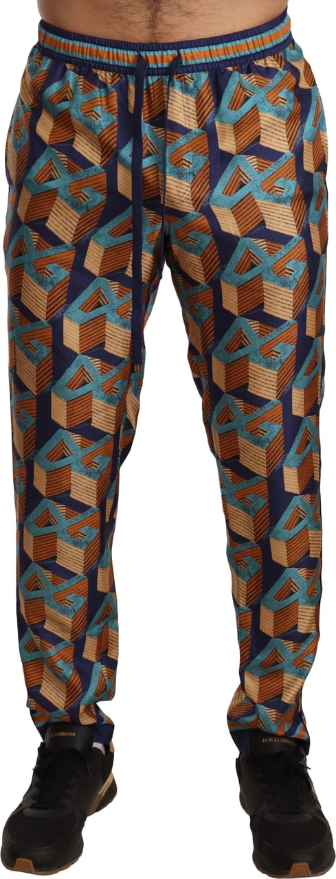 Dolce & Gabbana Multicolor Patterned Joggers Silk Pants Divers