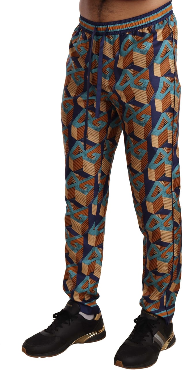 Dolce & Gabbana Multicolor Patterned Joggers Silk Pants Divers