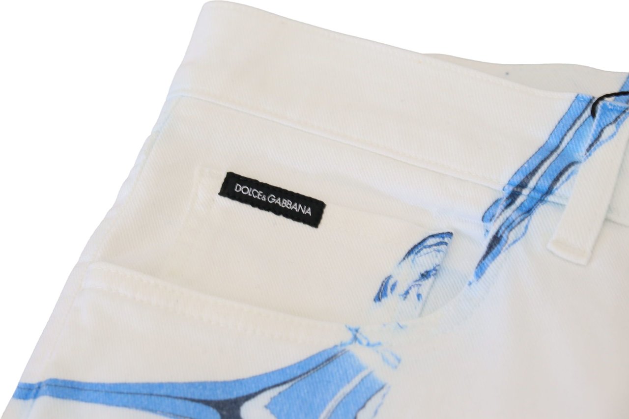 Dolce & Gabbana White Blue Denim Cotton Jeans Stretch Skinny Fit Pant Blauw
