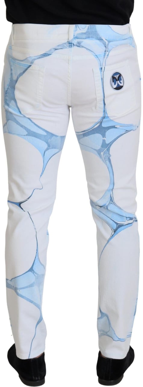Dolce & Gabbana White Blue Denim Cotton Jeans Stretch Skinny Fit Pant Blauw