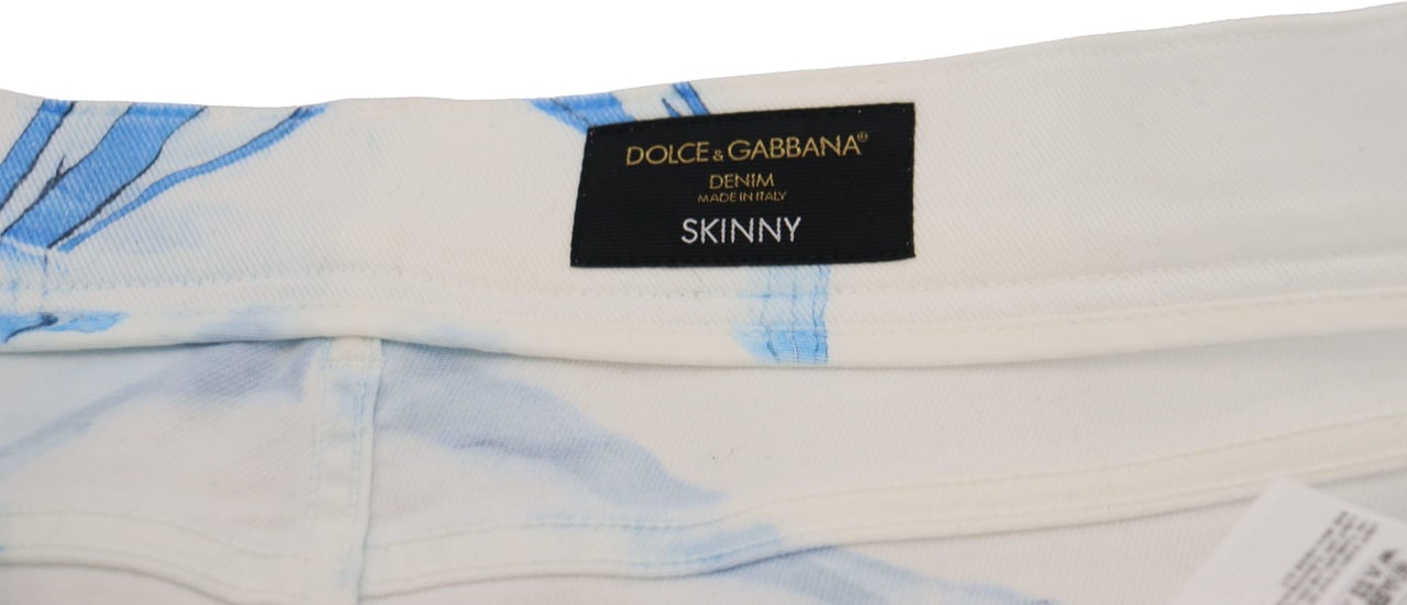 Dolce & Gabbana White Blue Denim Cotton Jeans Stretch Skinny Fit Pant Blauw