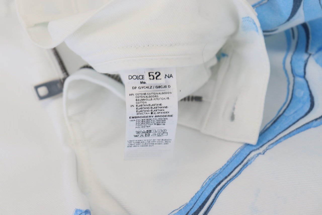 Dolce & Gabbana White Blue Denim Cotton Jeans Stretch Skinny Fit Pant Blauw