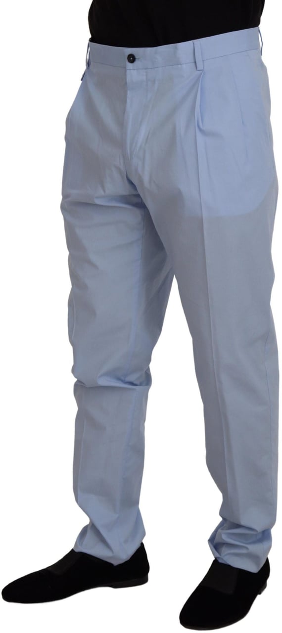 Dolce & Gabbana Blue Cotton Stretch Trousers Chinos Pants Blauw