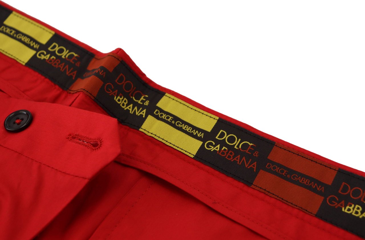 Dolce & Gabbana Red Cotton Slim Fit Trousers Chinos Pants Rood