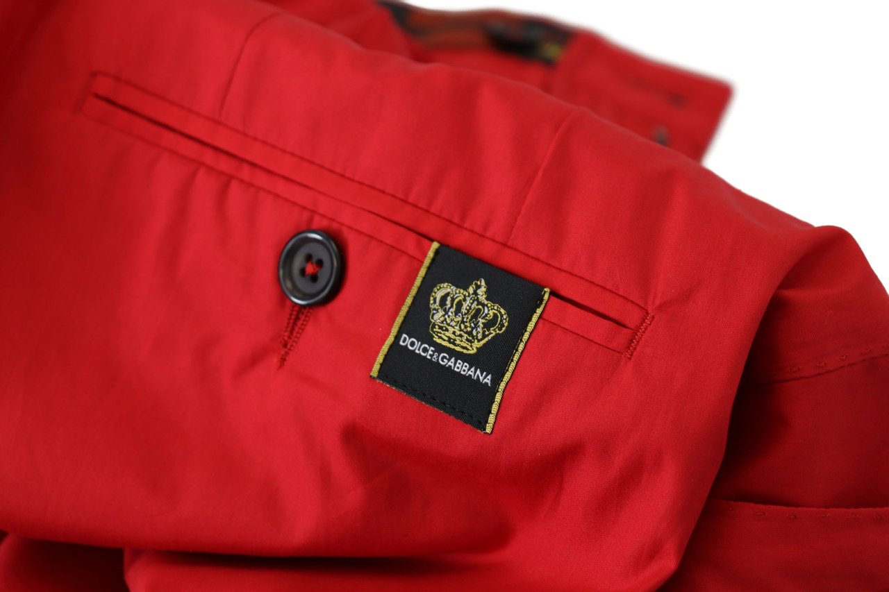 Dolce & Gabbana Red Cotton Slim Fit Trousers Chinos Pants Rood