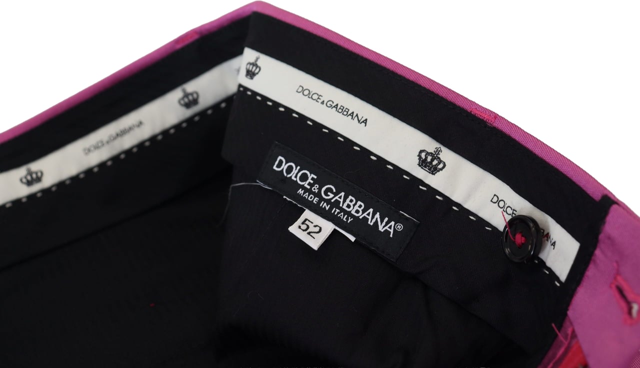 Dolce & Gabbana Pink Silk Slim Trousers Dress Formal Pants Roze