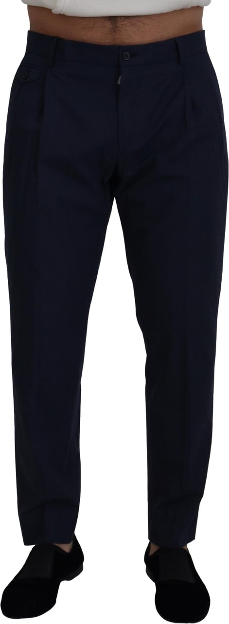 Dolce & Gabbana Blue Cotton Slim Trousers Chinos Pants Blauw