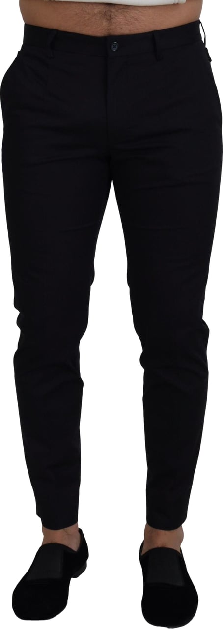 Dolce & Gabbana Blue Stretch Cotton Slim Trousers Chinos Pants Blauw