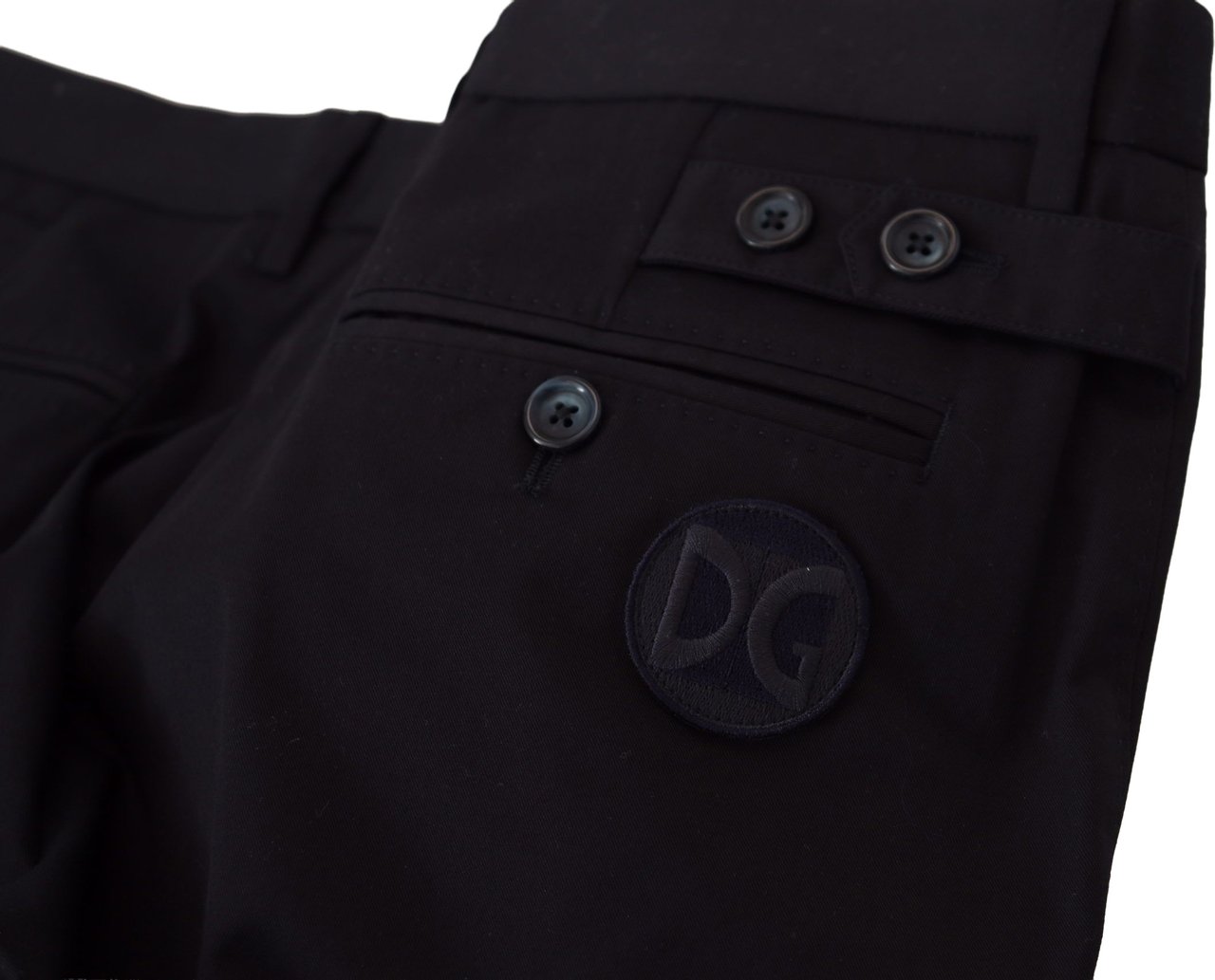 Dolce & Gabbana Blue Stretch Cotton Slim Trousers Chinos Pants Blauw