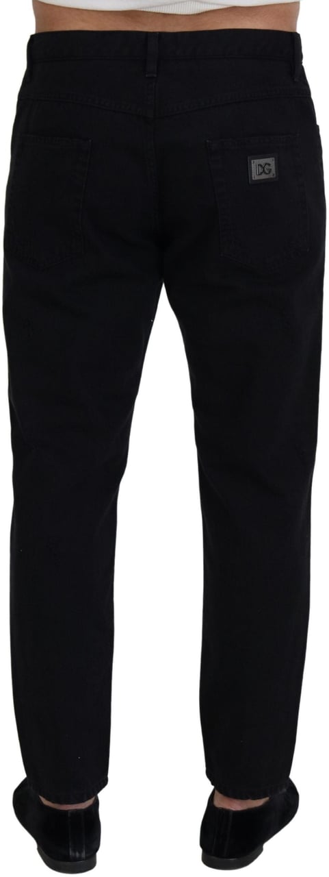 Dolce & Gabbana Black Loose Regular Torn Cotton Jeans Zwart