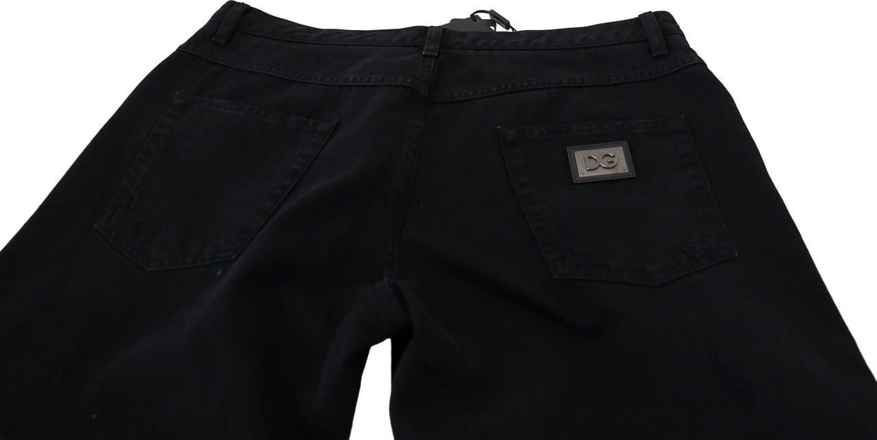 Dolce & Gabbana Black Loose Regular Torn Cotton Jeans Zwart