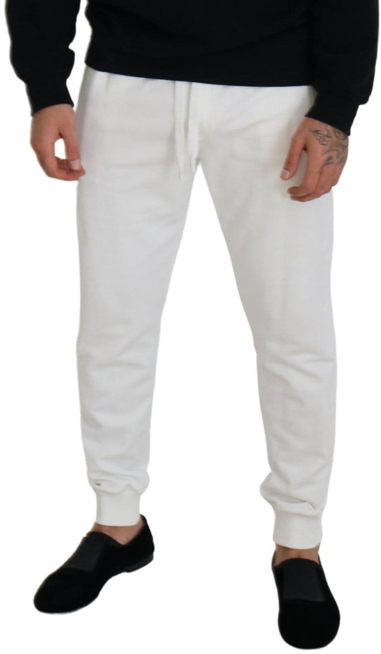 Dolce & Gabbana White Sport Logo Cotton Sweatpants Trousers Pants Wit