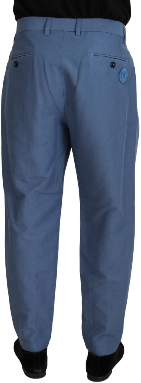 Dolce & Gabbana Blue Linen Chino Formal Pants Blauw