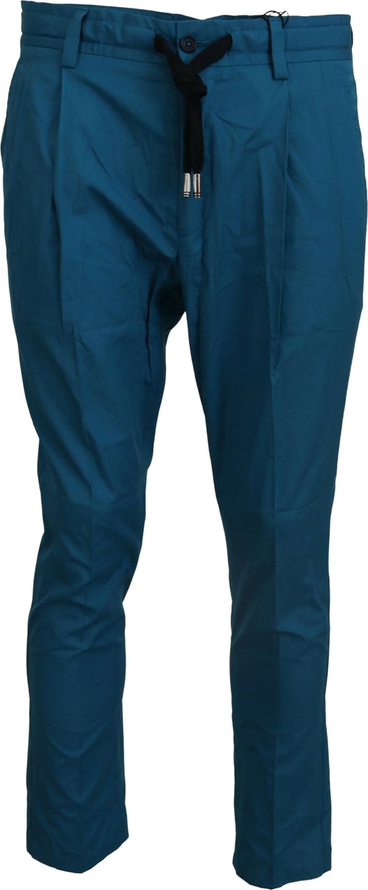 Dolce & Gabbana Blue Cotton Chinos Trousers Pants Blauw