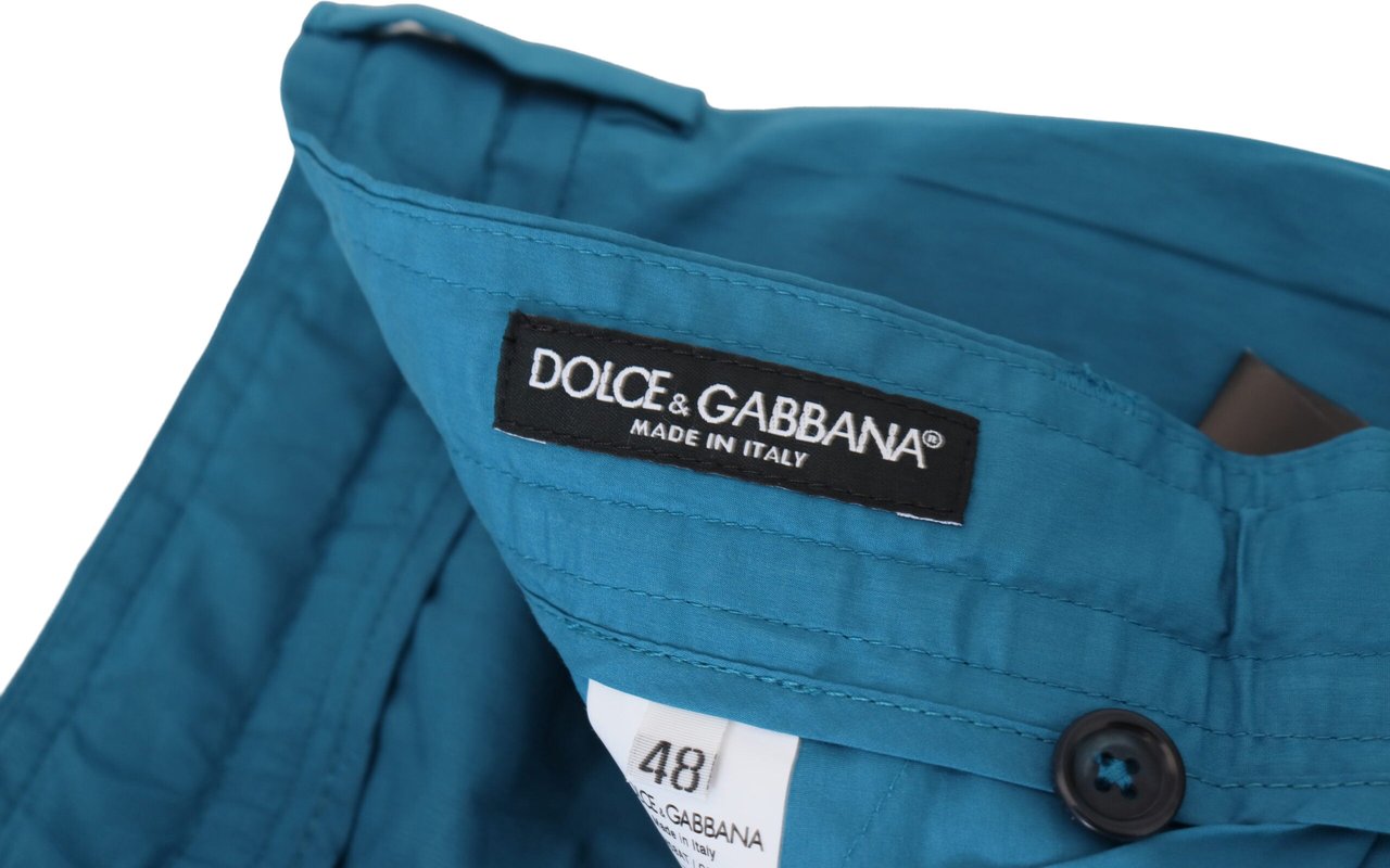 Dolce & Gabbana Blue Cotton Chinos Trousers Pants Blauw