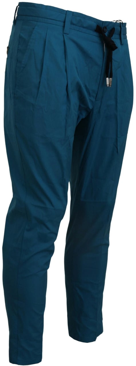 Dolce & Gabbana Blue Cotton Chinos Trousers Pants Blauw