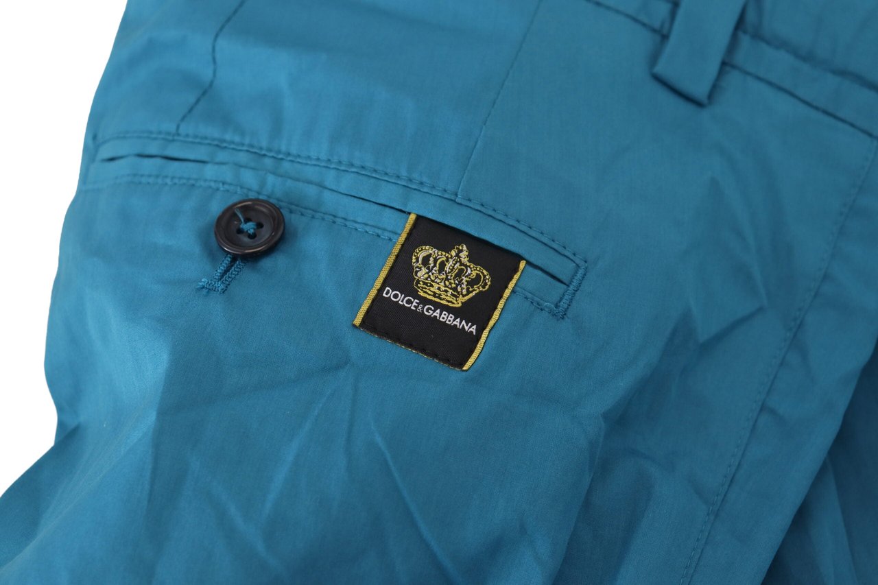 Dolce & Gabbana Blue Cotton Chinos Trousers Pants Blauw