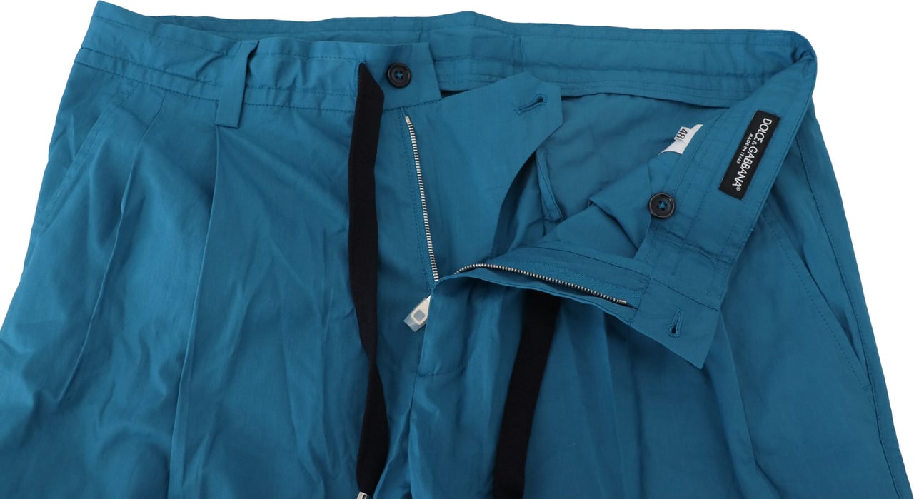 Dolce & Gabbana Blue Cotton Chinos Trousers Pants Blauw