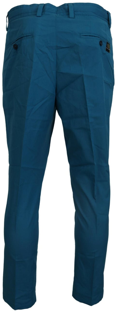 Dolce & Gabbana Blue Cotton Chinos Trousers Pants Blauw