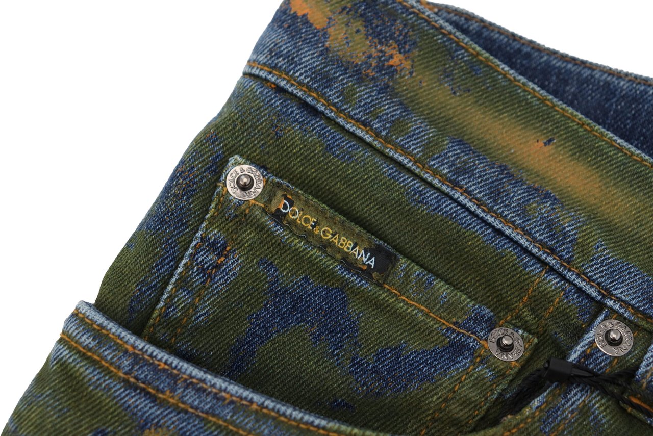 Dolce & Gabbana Blue Green Skinny Cotton Denim Jeans Groen