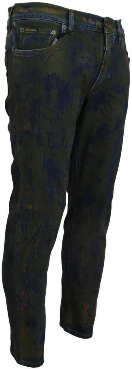 Dolce & Gabbana Blue Green Skinny Cotton Denim Jeans Groen