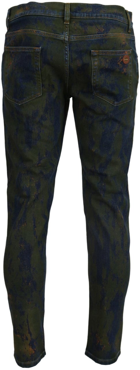 Dolce & Gabbana Blue Green Skinny Cotton Denim Jeans Groen