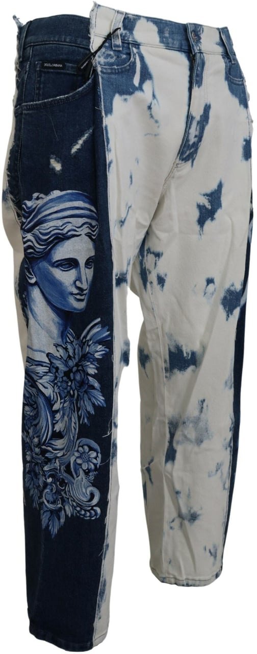 Dolce & Gabbana Blue Ceasar Denim Cotton Loose Fit Jeans Blauw