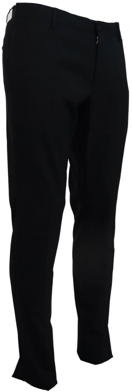 Dolce & Gabbana Blue Wool Stretch Dress Formal Slim Fit Pant Blauw