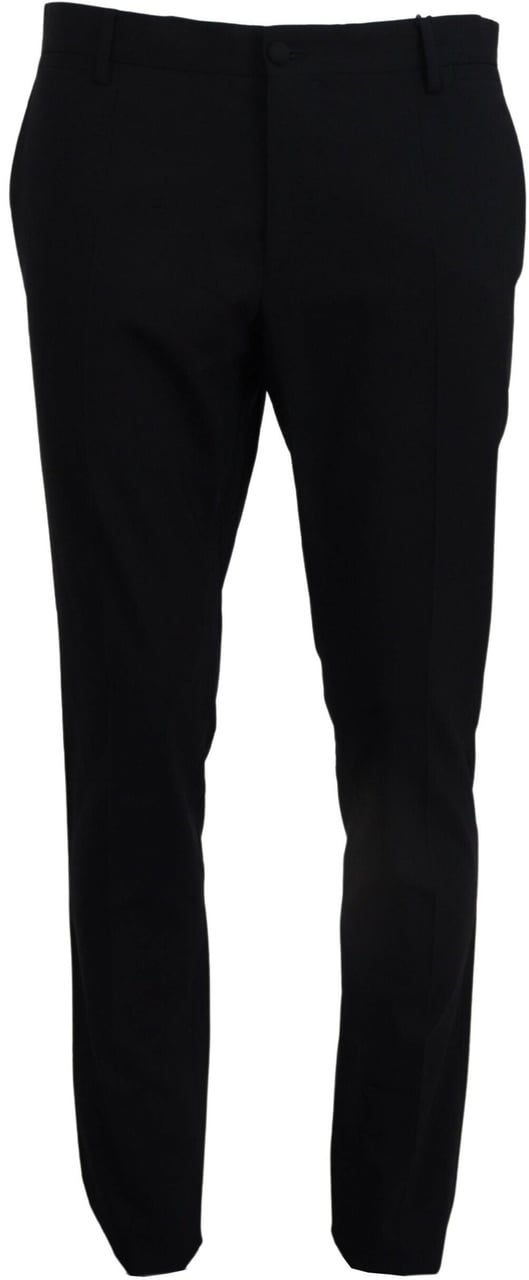 Dolce & Gabbana Blue Wool Stretch Dress Formal Slim Fit Pant Blauw