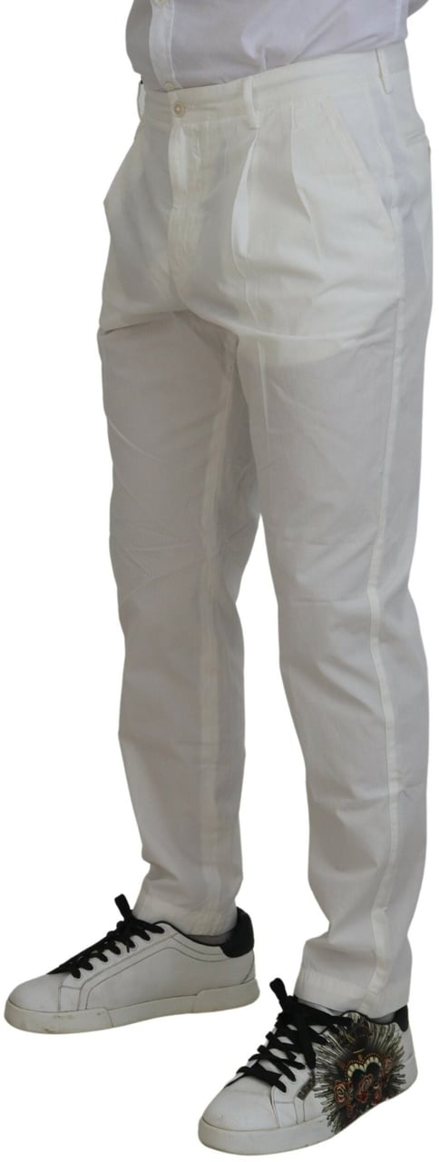 Dolce & Gabbana White Cotton Skinny Chino Pants Wit