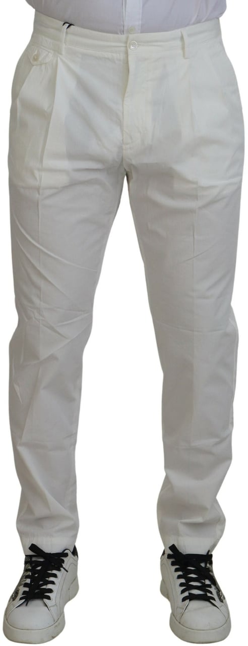 Dolce & Gabbana White Cotton Skinny Chino Pants Wit