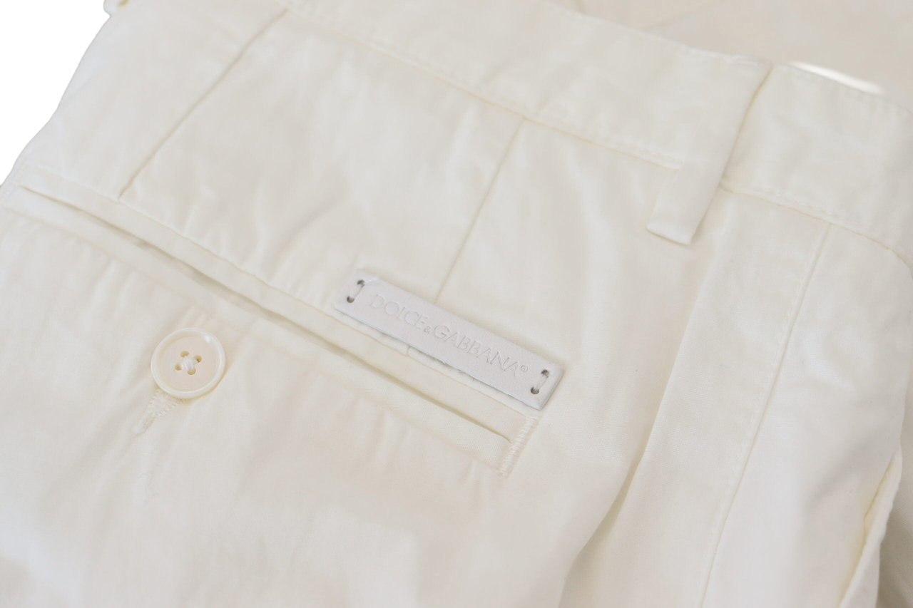 Dolce & Gabbana White Cotton Skinny Chino Pants Wit