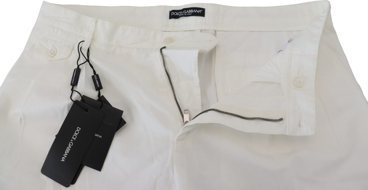 Dolce & Gabbana White Cotton Skinny Chino Pants Wit