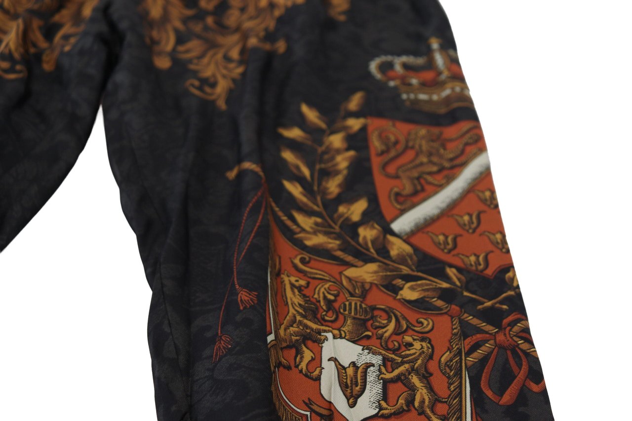 Dolce & Gabbana Gray Silk Baroque Crown Trousers Sport Pants Grijs