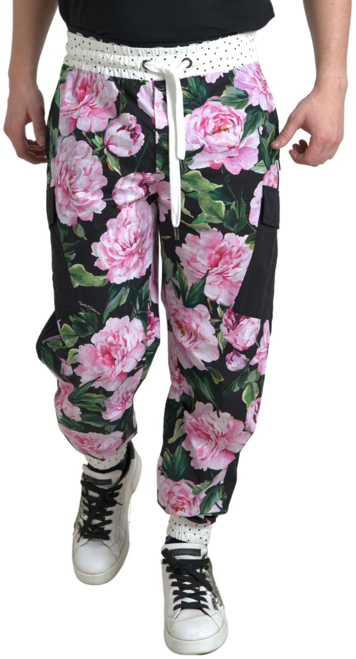 Dolce & Gabbana Multicolor Peony Joggers Cotton Men Pants Divers