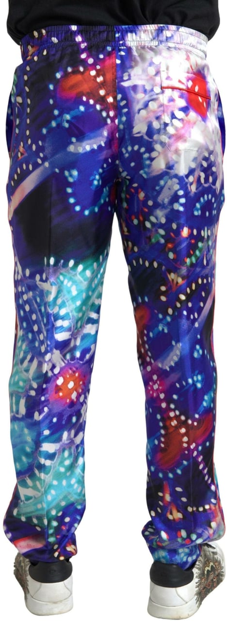 Dolce & Gabbana Multicolor Printed Silk Men Trouser Pants Divers