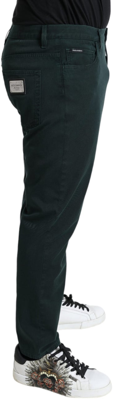 Dolce & Gabbana Green Cotton Stretch Skinny Men Denim Jeans Groen