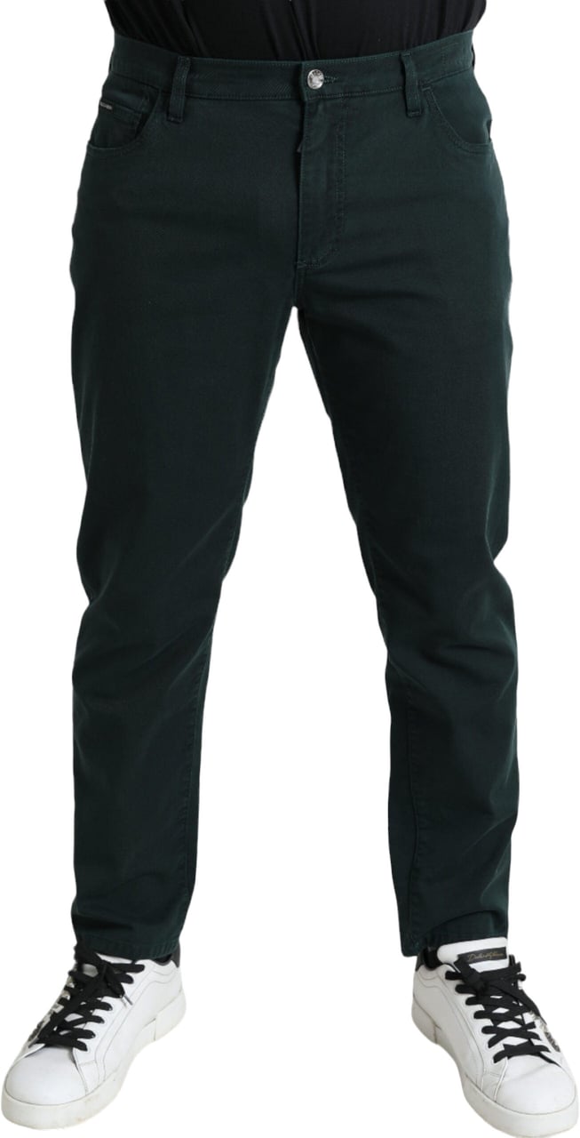 Dolce & Gabbana Green Cotton Stretch Skinny Men Denim Jeans Groen