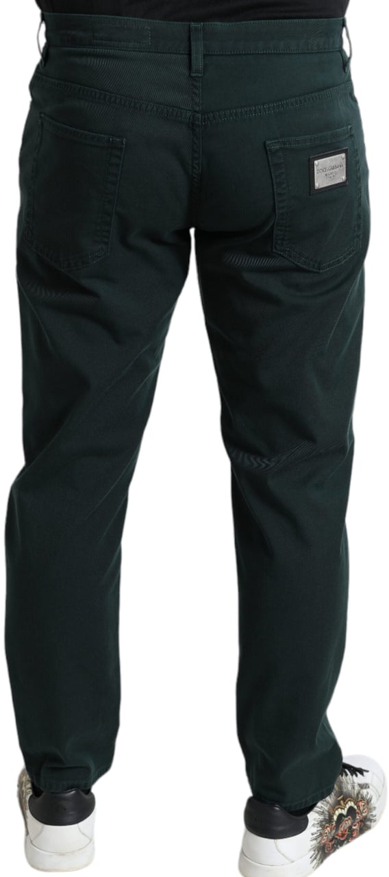 Dolce & Gabbana Green Cotton Stretch Skinny Men Denim Jeans Groen