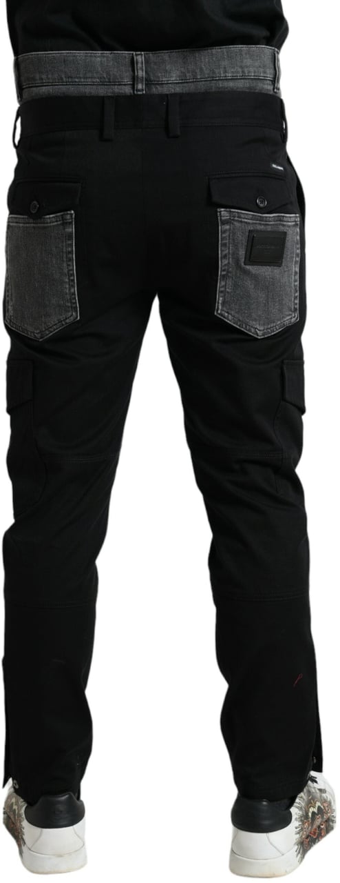 Dolce & Gabbana Black Gray Slim Cotton Denim Jeans Pants Zwart