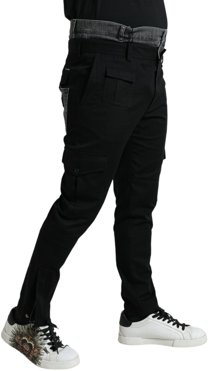 Dolce & Gabbana Black Gray Slim Cotton Denim Jeans Pants Zwart